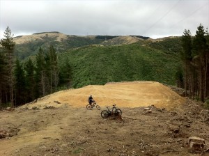 Looking down onto the skid site, Belmont Trig is in the background.